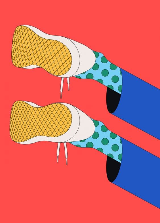 Ilustración de unas medias con zapatillas